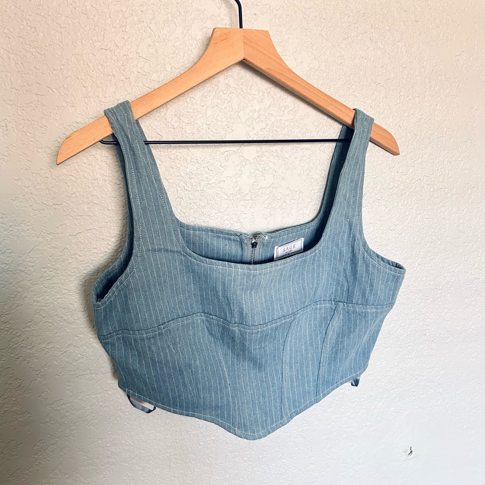 NWT Sadie and Sage Blue Denim Crop Top